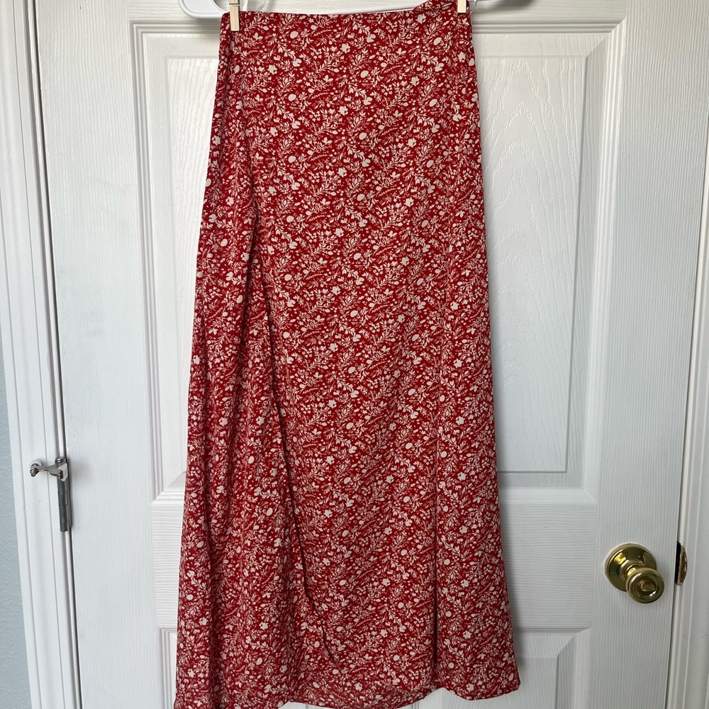 SHEIN Red Floral Maxi Skirt